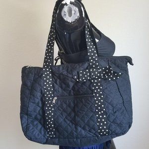 Polka Dot Strap Black Cloth Bag